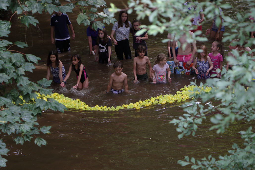 children in the river